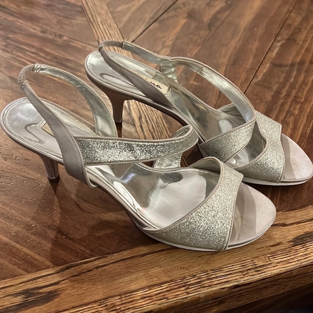 Nina silver glitter heel